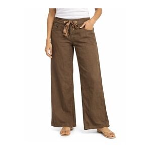 Guess Jeans Pants Wide Leg Linen Blend Women Size 23 Sable Brown NEW Trousers